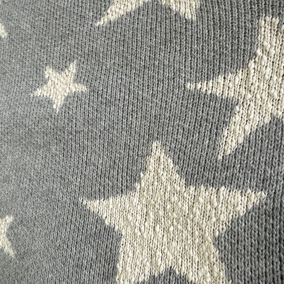 Marled Womens Lg Sweater Grey White Stars Knit Casual Y2K Crochet Cottage Core - Picture 10 of 12